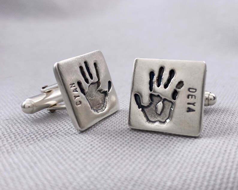 Personalized Handprint Keepsake Cufflinks Handprint Etsy
