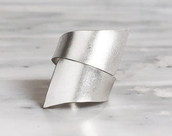 Sterling Silver Wrapped Ring, Adjustable Ring, Wide Wrap Ring, Wraparound Ring, Contemporary Silver Ring, Modern Ring, Everyday Ring
