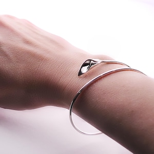 Stering Silver Calla Lily Bangle Wedding Day Brides Jewelry Silver Calla Lily Flower Bangle Jewelry