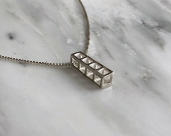 Four Cube Stacking Cube Necklace, Sterling Silver Contemporary Necklace, 3D Cube, Small Cube Necklace, Geometric Pendant, Minimal Necklace