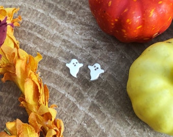 Sterling Silver Ghost Studs, Halloween Earrings, Ghoulish Earrings, Novelty Stud Earrings, Halloween Jewelry, Casper The Friendly Ghost