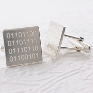 Sterling Silver LOVE Binary Code Cufflinks Gifts for Techies Gifts for ...
