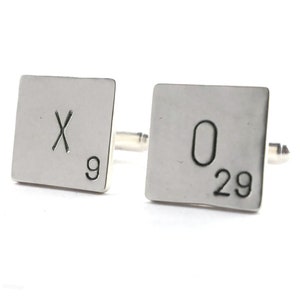 Sterling Silver XO Scrabble Cufflinks XO Jewelry Scrabble Tile Jewelry Scrabble Tiles Scrabble Letters Scrabble Cuff Links