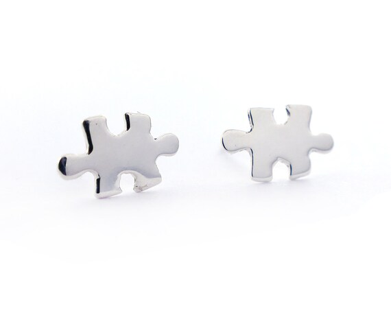 Autism awareness Gift for women her Autism Puzzle pieces stud earrings-Dangle drop studs