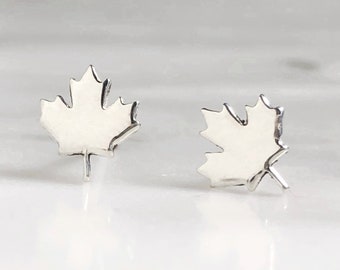 Maple Leaf Stud Earrings, Maple Leaf Jewelry, Sterling Silver Maple Leaf Earrings, Canada Day Earrings, Canadian Studs, Canada Jewelry