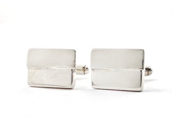 Groomsmen Gift Hammered Modern Design Sterling Rectangle Bar Cuff Links Wedding Cuff Links