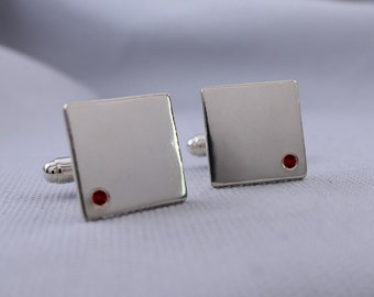 Ruby Flush Set Cuff links, 15th Anniversary Cufflinks, Modern Ruby Cufflinks, July Birthstone Gift for Men, 40th Wedding Anniversary Gift