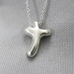 Organic Cross Necklace in Sterling Silver Christian Gift for Her Cross Necklace Woman Cross Pendant Necklace