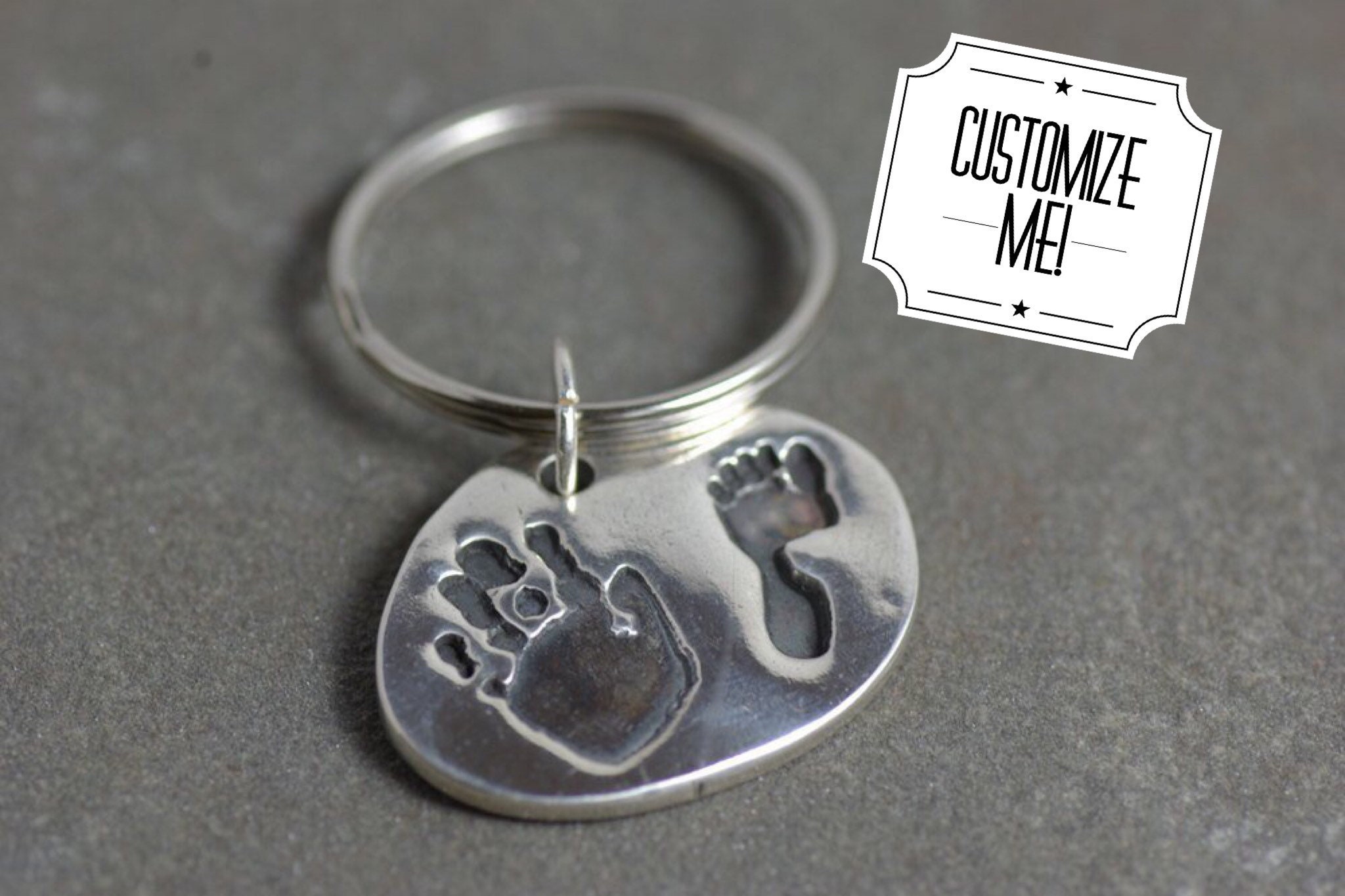 Handprint and Footprint Keychain Baby Handprint Keychains Etsy