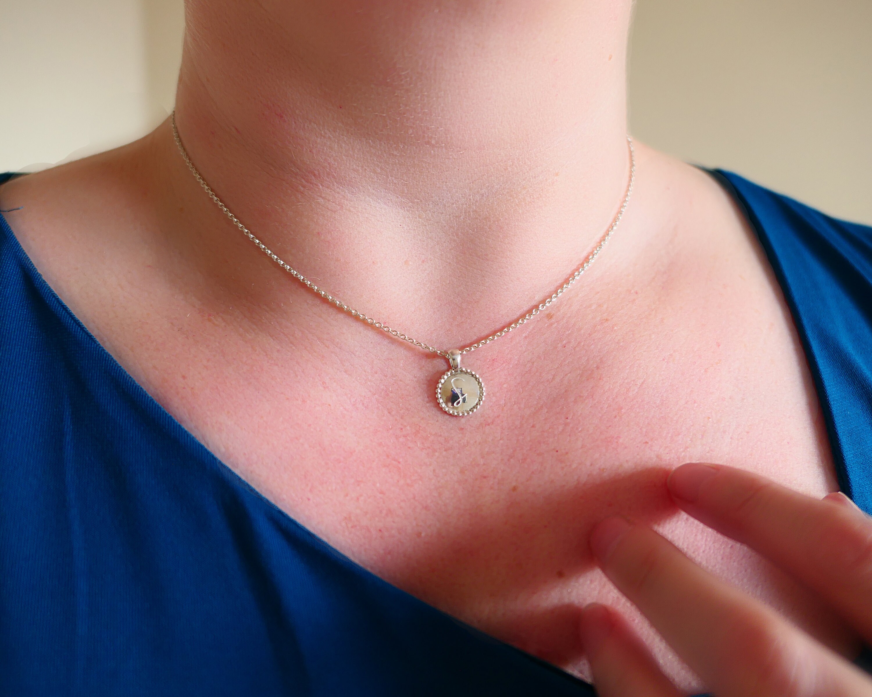 Personalized Initial Necklace in Sterling Silver Initial Charm Pendant ...