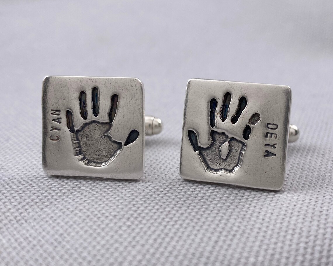 Personalized Handprint Keepsake Cufflinks Handprint Etsy
