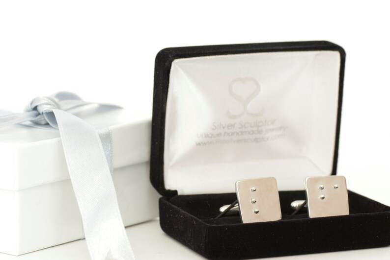 Braille Jewelry Unique Gift for Grooms Custom Jewelry Personalized for Him Custom Braille Cuff links Groom Gift Wedding Cufflinks