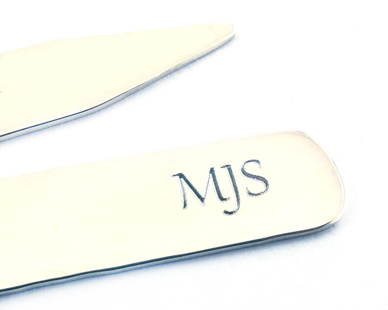 Sterling Silver Personalized Collar Stays Engraved Collar Etsy