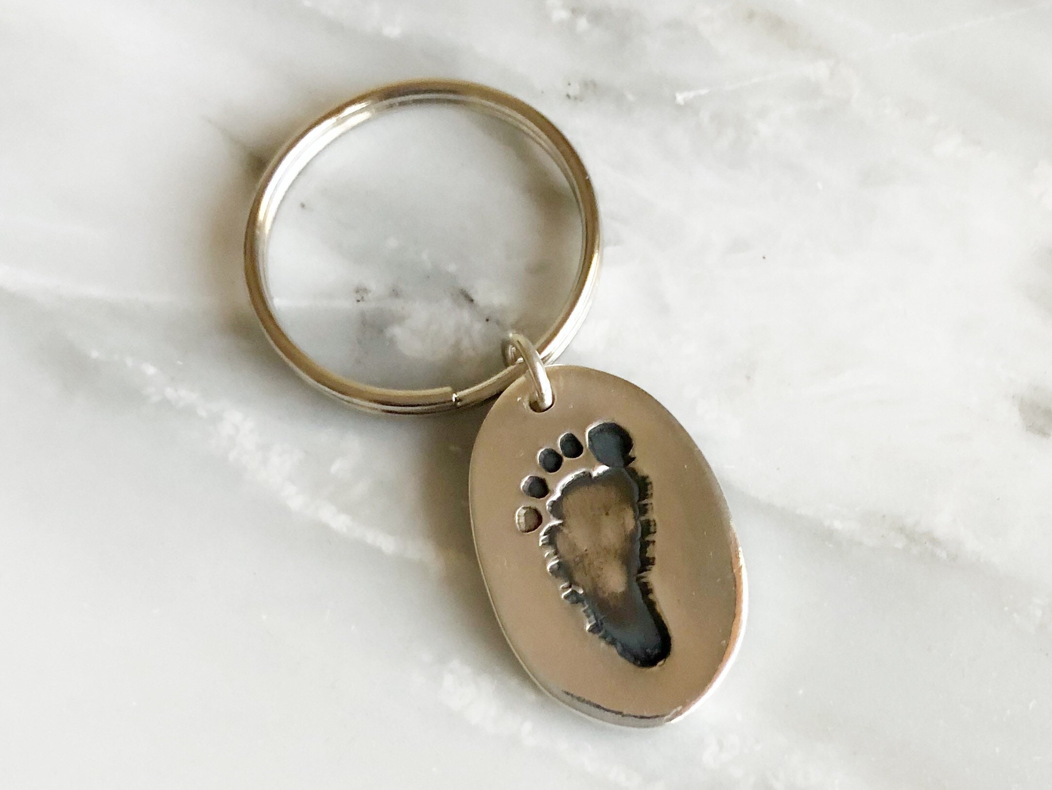 Oval Shaped Handprint Keychain Footprint Keychain | Etsy