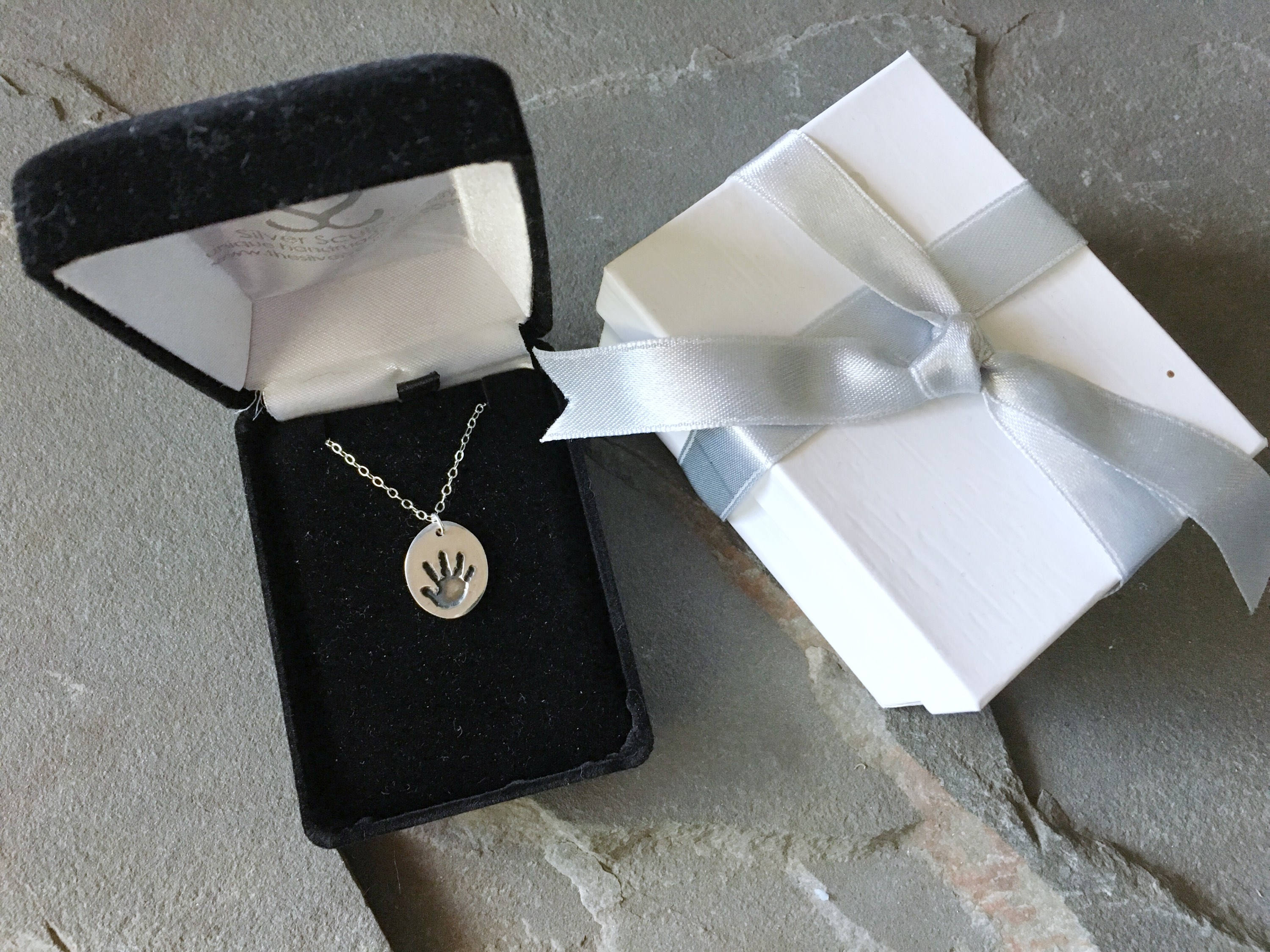 Baby Handprint Necklace Oval Shaped Personalized Footprint Etsy