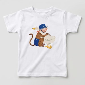 Monkey & Goose kinder T-shirt, aquarel dieren vriendschap shirt, schattig peuter T-shirt, bos-thema cadeau, speelse kinderkleding
