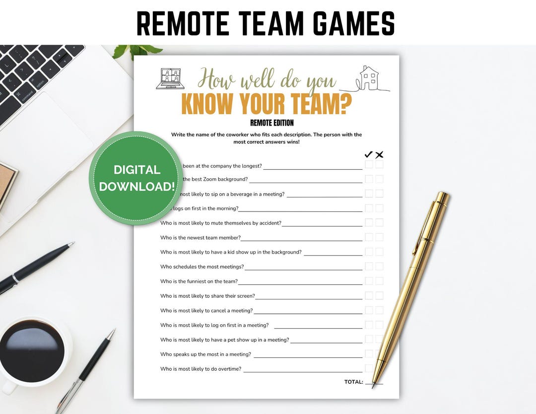 How Well Do You Know Your Remote Team Printable, Ice Breaker Games ...