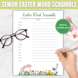 Senior Easter Word Scramble, Printable Games for Seniors, Retirement Games, Retiree Games, Senior Citizen Games, Senior Brain Game Printable