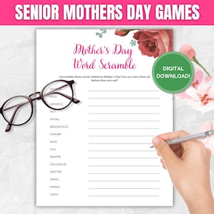 Jogo de palavras cruzadas para o Dia das Mães Sênior, jogos para impressão para idosos, jogos de aposentadoria, jogos para idosos, jogos cerebrais para idosos, jogos para demência
