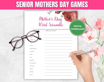 Senior Mothers Day Word Scramble Game, Printable Games for Seniors, Retirement Games, Senior Games, Senior Brain Games, Dementia Games