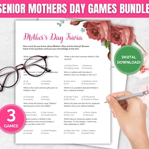 Senior Mothers Day Games Bundle, Printable Games for Seniors, Retirement Games, Senior Citizen Games, Senior Brain Games, Printable Bundle