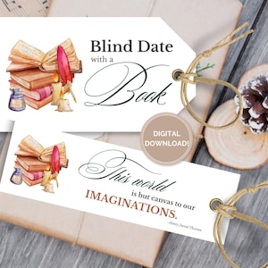 Blind Date with a Book Printable Set, Book Tags, Bookmarks Bundle, Book Lovers Gift, Book Gift, Mystery Book Gift, Reading Classroom Labels