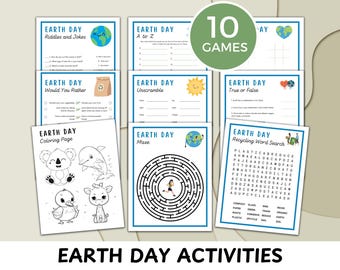 Earth Day Kids Activity Bundle, Printable Kids Games & Activities for Earth Day, Coloring Pages, Maze, Tic Tac Toe, Fun for School or Home
