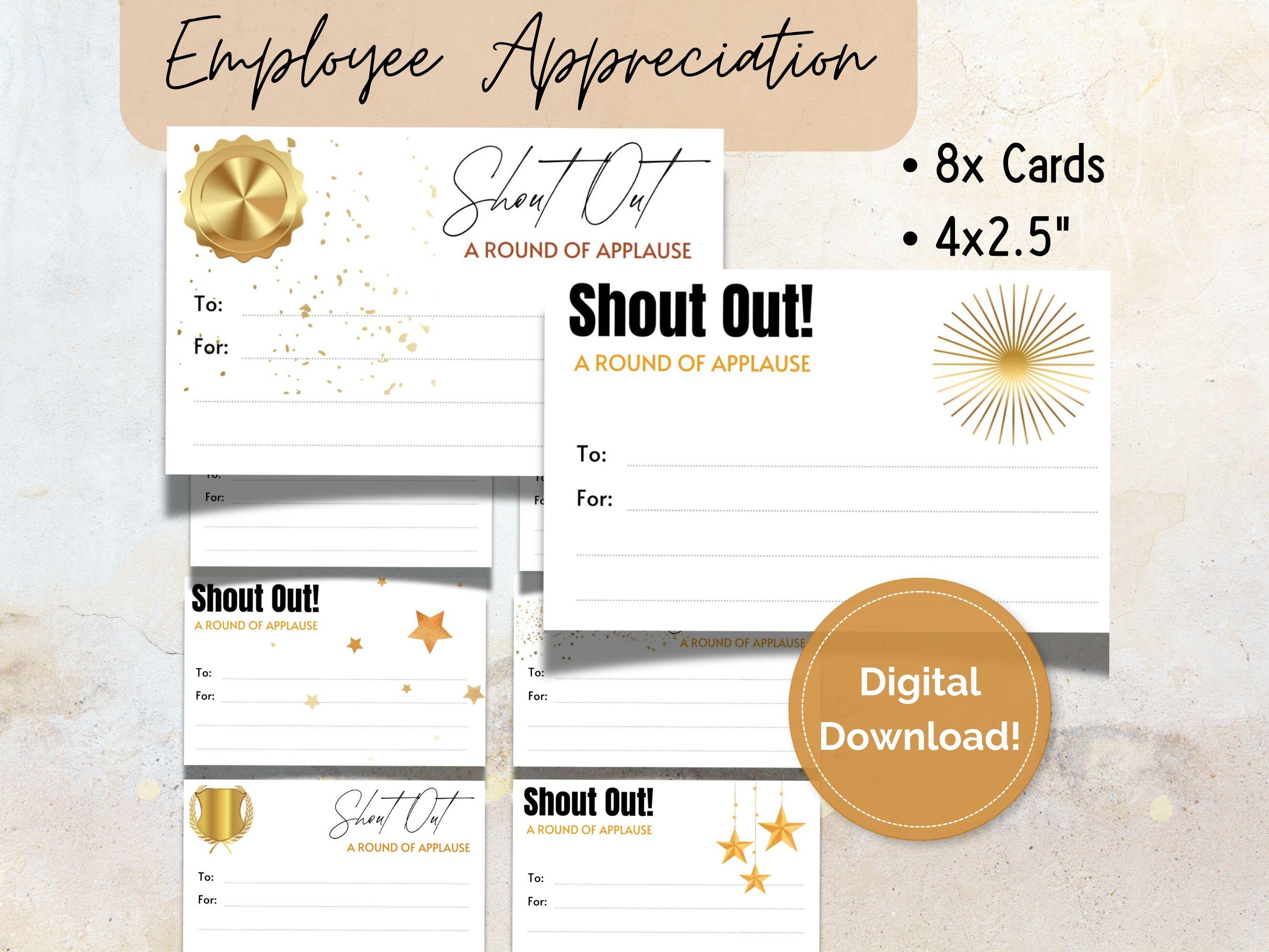 Shout Out Program Simple Printable Employee Shoutout Cards for Employee Appreciation ...