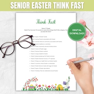 Senior Easter Think Fast, Printable Games for Seniors, Retirement Games, Retiree Games, Senior Citizen Games, Senior Brain Game Printable