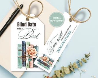 Blind Date with a Book Printable Set, Book Tags, Bookmarks Bundle, Book Lovers Gift, Book Gift, Mystery Book Gift, Reading Classroom Labels
