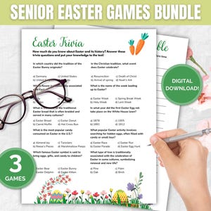 Senior Easter Games Bundle, Printable Games for Seniors, Retirement Games, Retiree Games, Senior Citizen Games, Senior Brain Game Printable