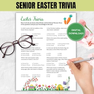 Senior Easter Trivia, afdrukbare spellen voor senioren, pensioenspellen, gepensioneerdenspellen, spellen voor senioren, senior hersenspel afdrukbaar