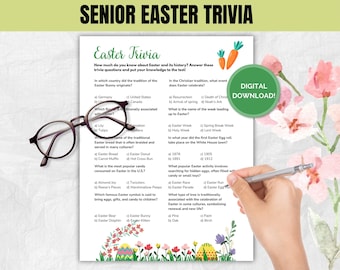 Senior Easter Trivia, Printable Games for Seniors, Retirement Games, Retiree Games, Senior Citizen Games, Senior Brain Game Printable