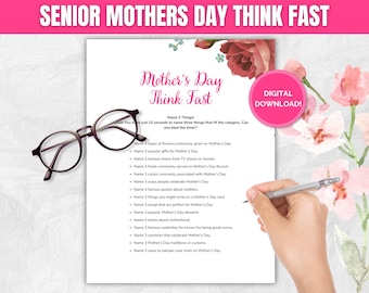 Senior Mothers Day Think Fast Game, Printable Games for Seniors, Retirement Games, Senior Games, Senior Brain Games, Dementia Games, Digital