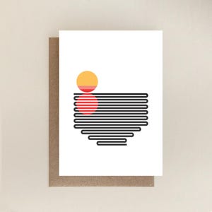 Atardecer sobre el agua - Tarjeta de felicitación en blanco A6 / Tarjeta de felicitación moderna de hermosa calidad