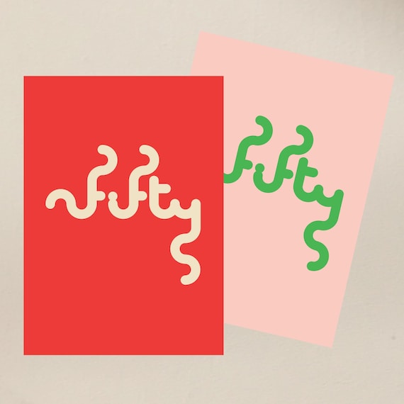 50th Birthday Card: Modern A6 Greetings Card | 2 colour ways