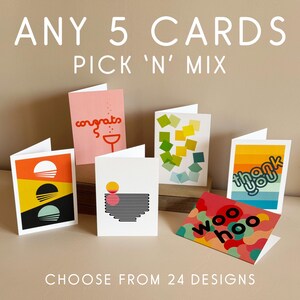 5 Pick & Mix-kaartenbundel: blanco wenskaarten, A6-formaat | Moderne wenskaart van mooie kwaliteit