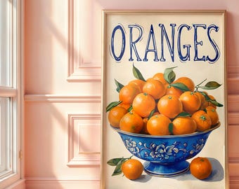 Vintage Citrus Fruit Print, Rustic Kitchen Wall Art (Digital Download)