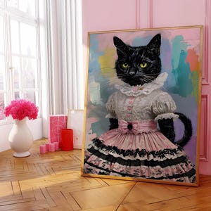 Black Cat Art Print, Vintage Cat Poster, Black Cat Wall Decor, Cute Kitty Portrait, Cat Lover Wall Art, Printable Animal Art for Home Decor,