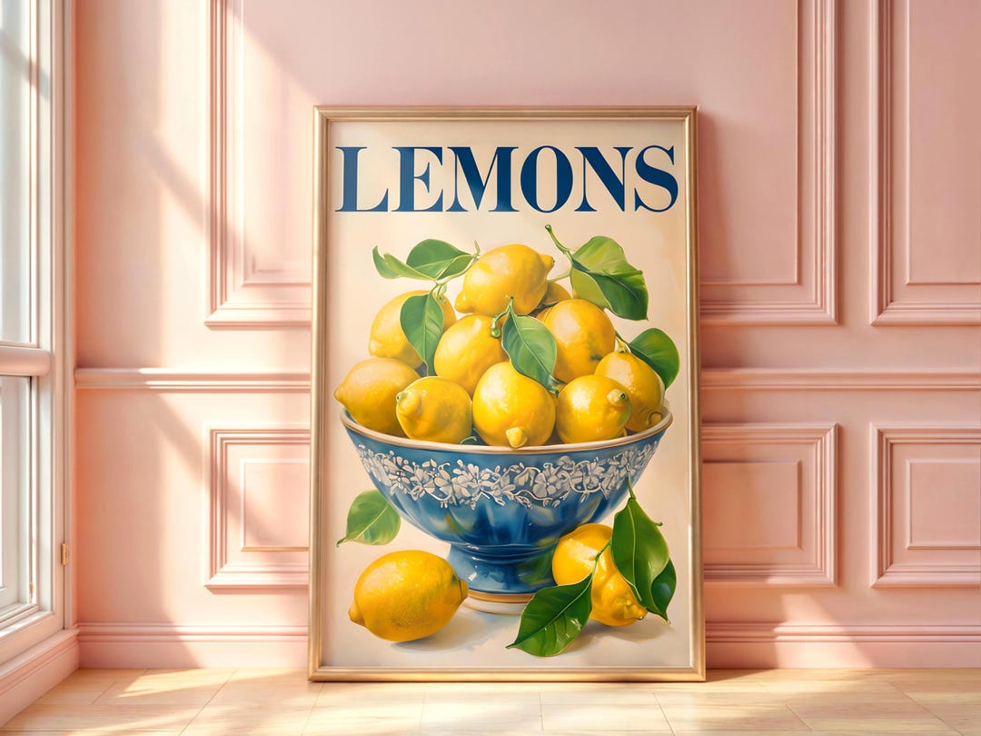 Lemon Kitchen Wall Art, Fruit Home Decor, Vintage Lemons Poster ...