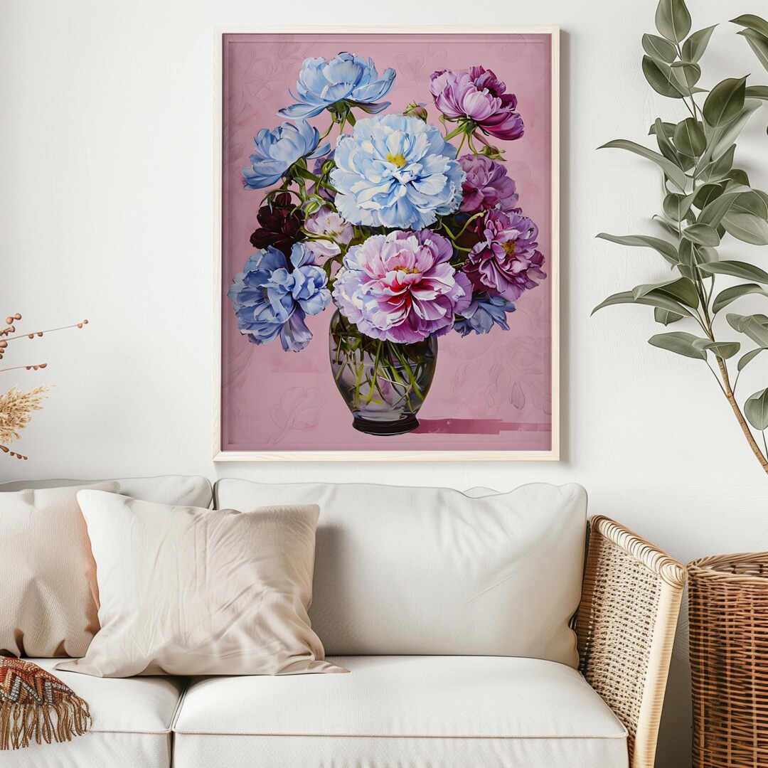 Spring Flower Market Print, Botanical Vase, Floral Wall Art (digital ...