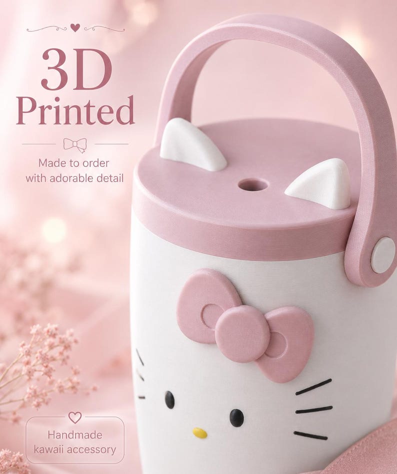 Kawaii kitty 3D printed can cooler
