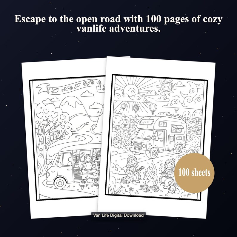 Vanlife coloring book digital download
