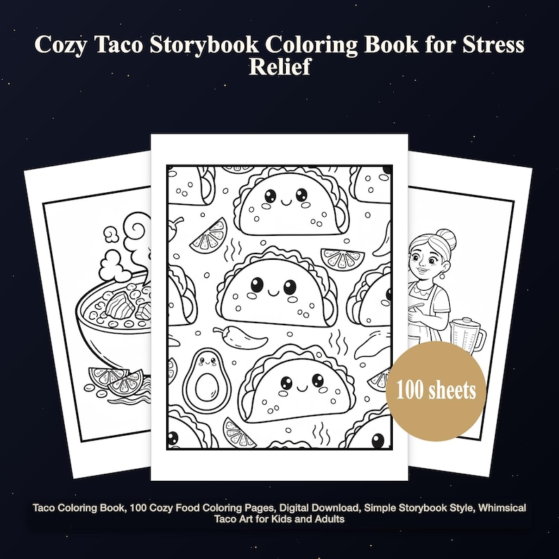 Taco coloring book digital download