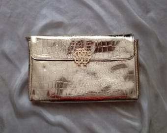 Roberto Cavalli parfum metallic gold clutch 12&quot;x8&quot;x1&quot;