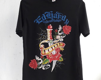 Винтажная Футболка Ed Hardy by Christian Rudigier y2k, размер L