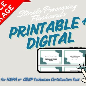 Sterile Verarbeitung Karteikarten BUNDLE - Englisch & Spanisch druckbare Lernkarten - HSPA / CBSPD Exam Prep