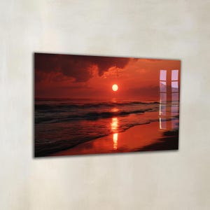 Tempered Glass Wall Art, Sunset Beach Wall Art, Large Wall Art, Wall Decor, Housewarming Gift, Gift for Her, Gift For Him, Home Decor
