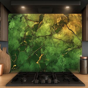 Dosseret en verre trempé, Dosseret en verre vert pour la cuisine, Couvercle supérieur de cuisinière, Dosseret de poêle, Dosseret de cuisine, Dosseret pour cuisinière