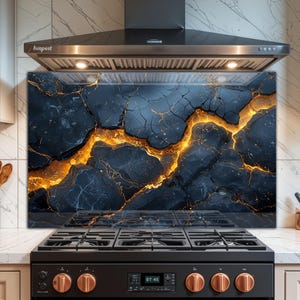 Volcanic Lava Rock Tempered Glass Backsplash: Heat-Resistant Stove Top Cover